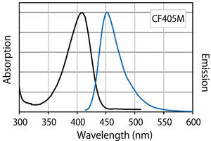 CF™ 405M 標識二次抗体の励起/ 蛍光スペクトル
